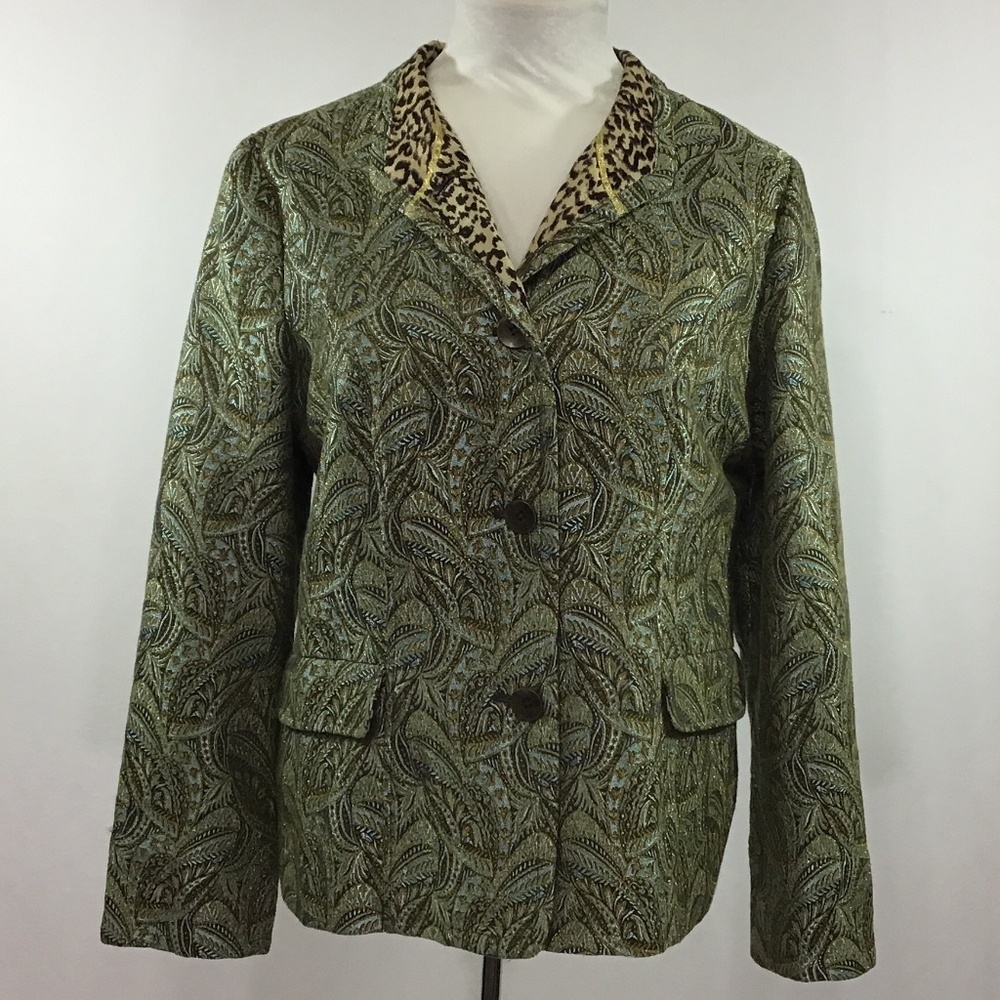 Chico’s Teal/Brown/Metallic Gold Jacket